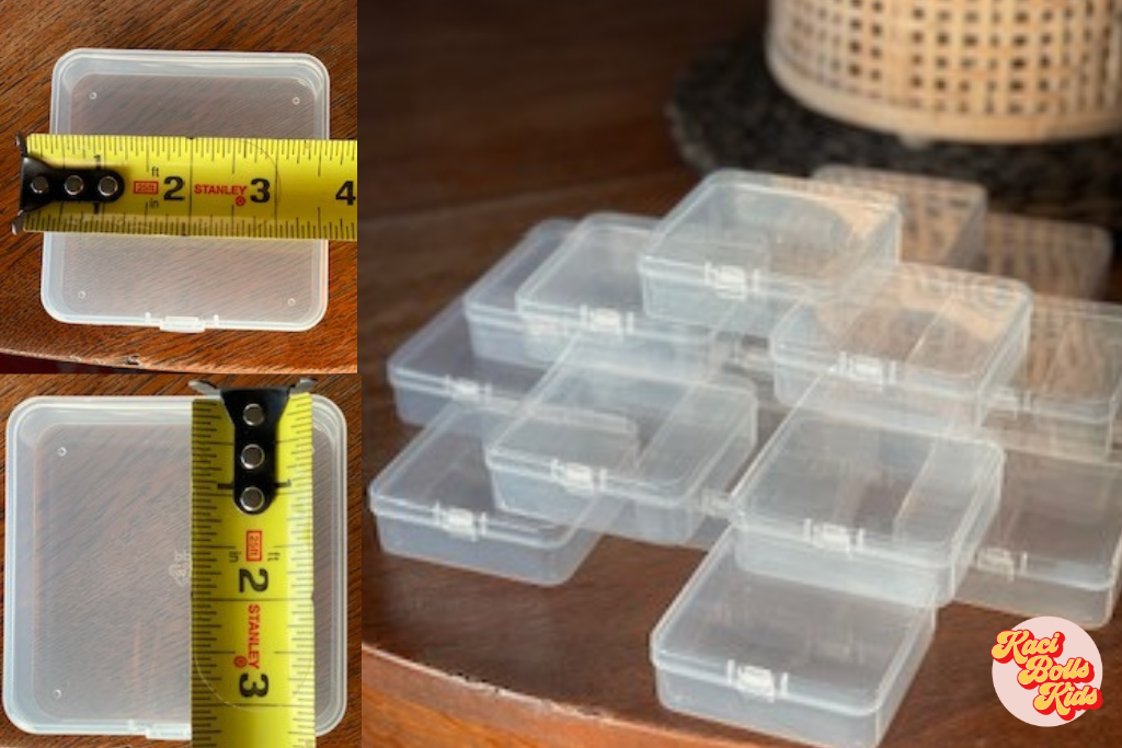 amazon teacher finds for desk pets, clear boxes with measurements of 3 3/4 in x 3 1/2 in