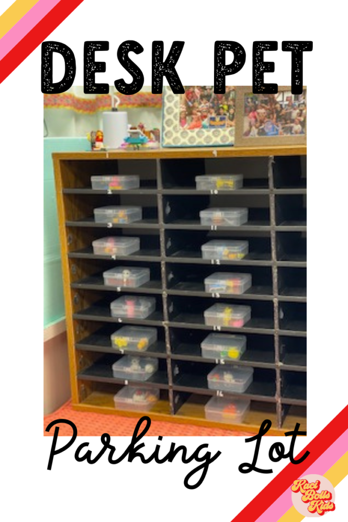 large mail slot acting as a desk pet parking lot in the classroom