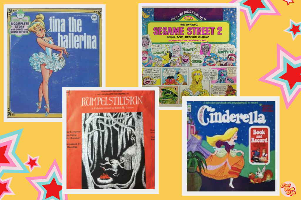 Album Covers from favorite 1970s kids records:  Tina the Ballerina, Rumpelstiltskin, Sesame Street 2, Cinderella
