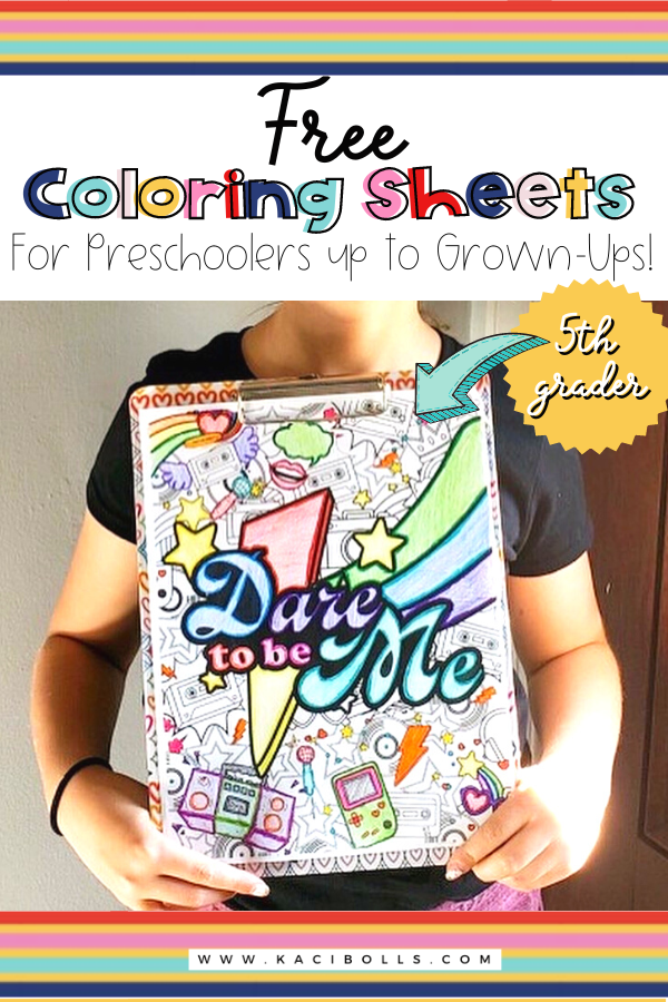 free-coloring-sheets-printable 5th grader holding a completed coloring sheet