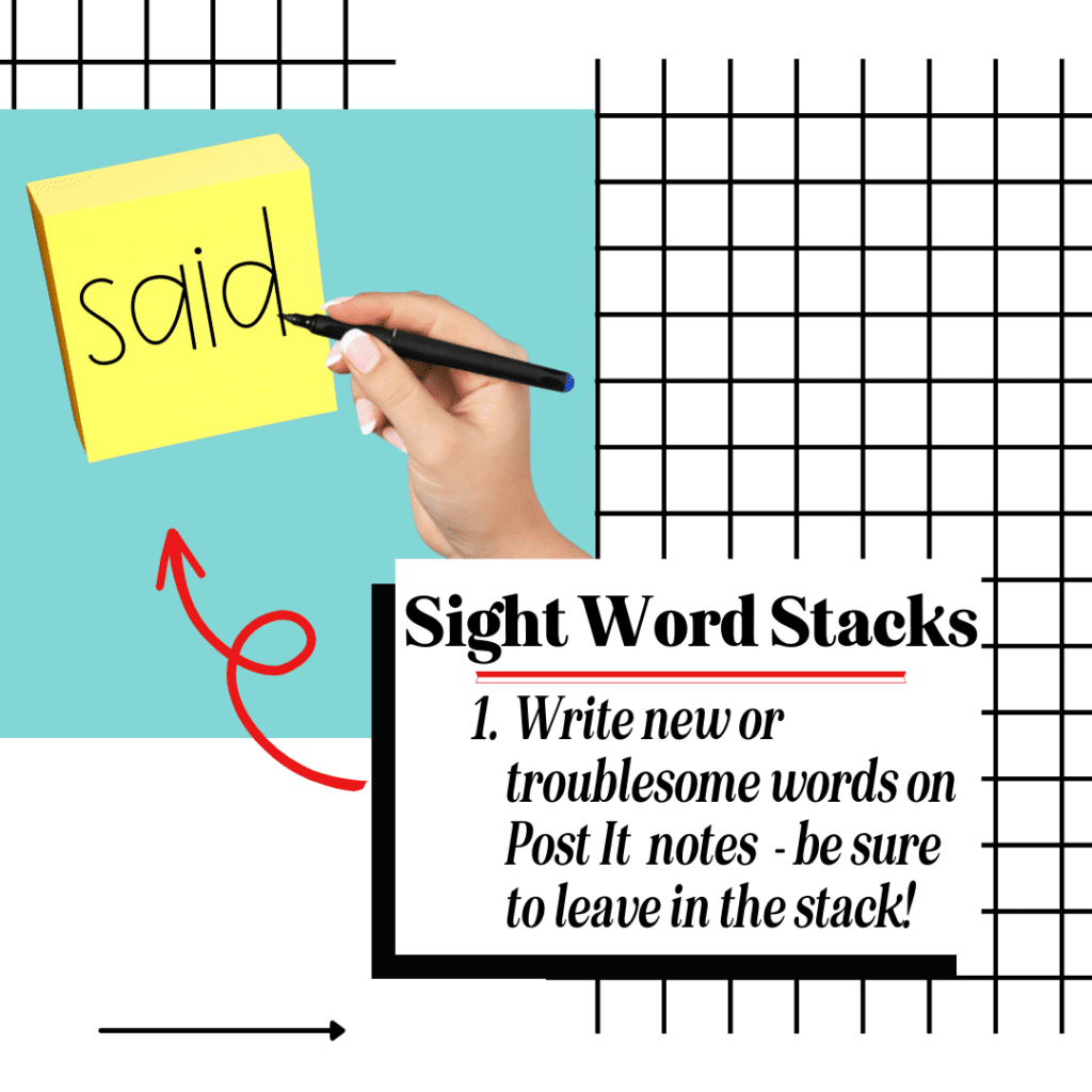sight-word-games-for-kindergarten-5 Sight word on sticky note pad with "said" on it