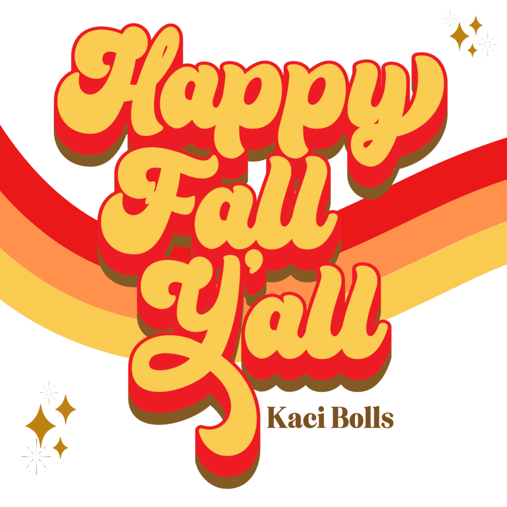 Song cover art for "Happy Fall Y'all" - kids and family song for Kaci Bolls.  
