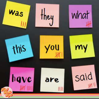 sight-word-games-for-kindergarten 9 sticky notes in different colors with kindergarten sight words on them