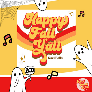 cute and happy ghosts singing and dancing around the cover art for Kaci Bolls' "Happy Fall Y'all!"