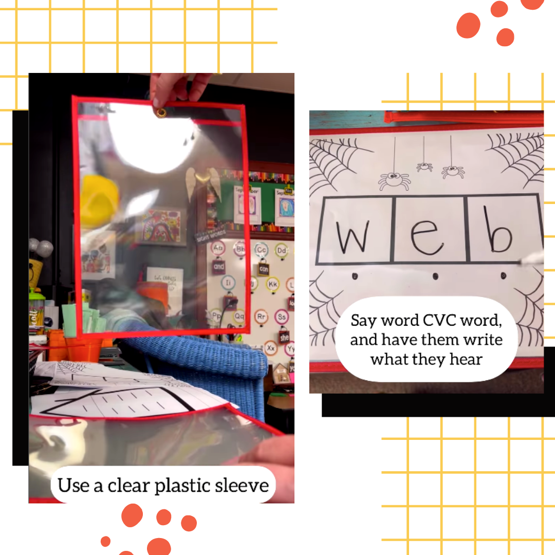 phonics-for-kindergarten Clear plastic sleeves for CVC word practice