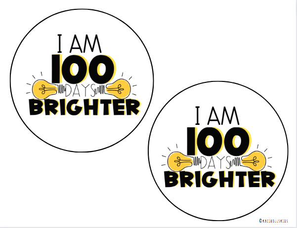 two circles with "100 days brighter" in full color