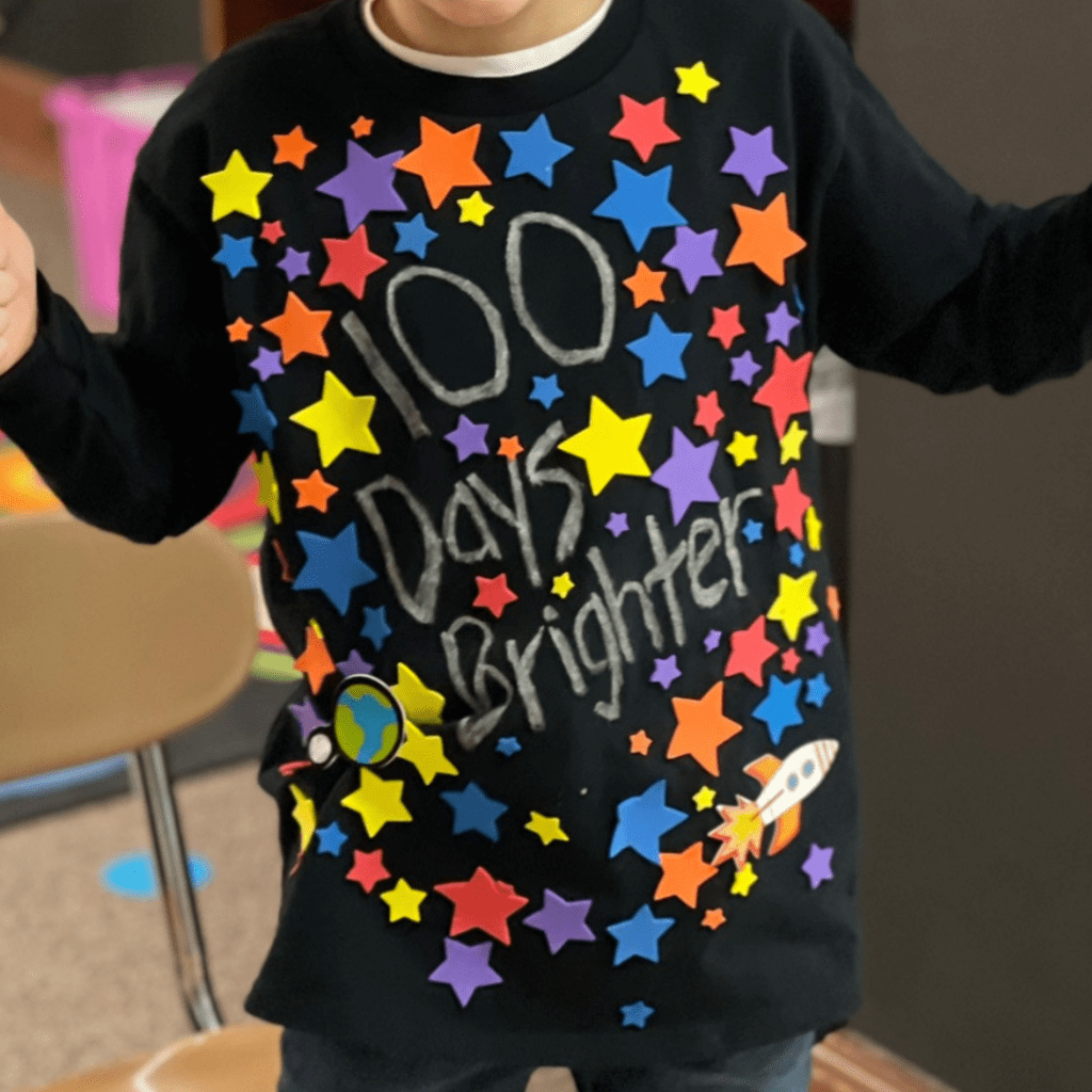 100 days brighter shirt with 100 stars