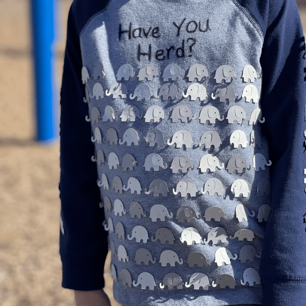 "have you HERD" - 100 elephants on kindergarten shirt