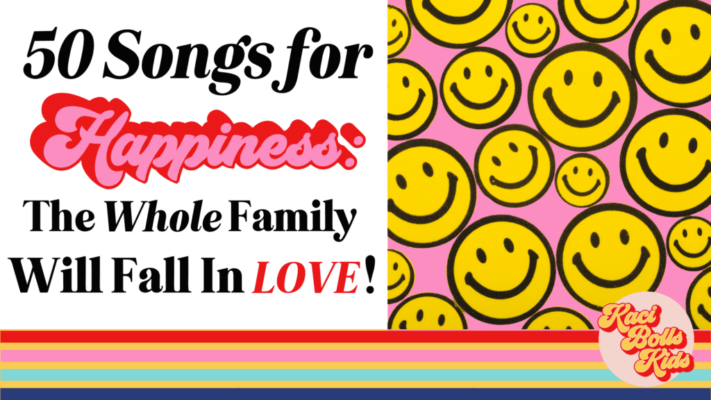 Blog title: songs-for-happiness 
Family-friendly - find the best songs for happiness here!  Smiley faces on a pink background
