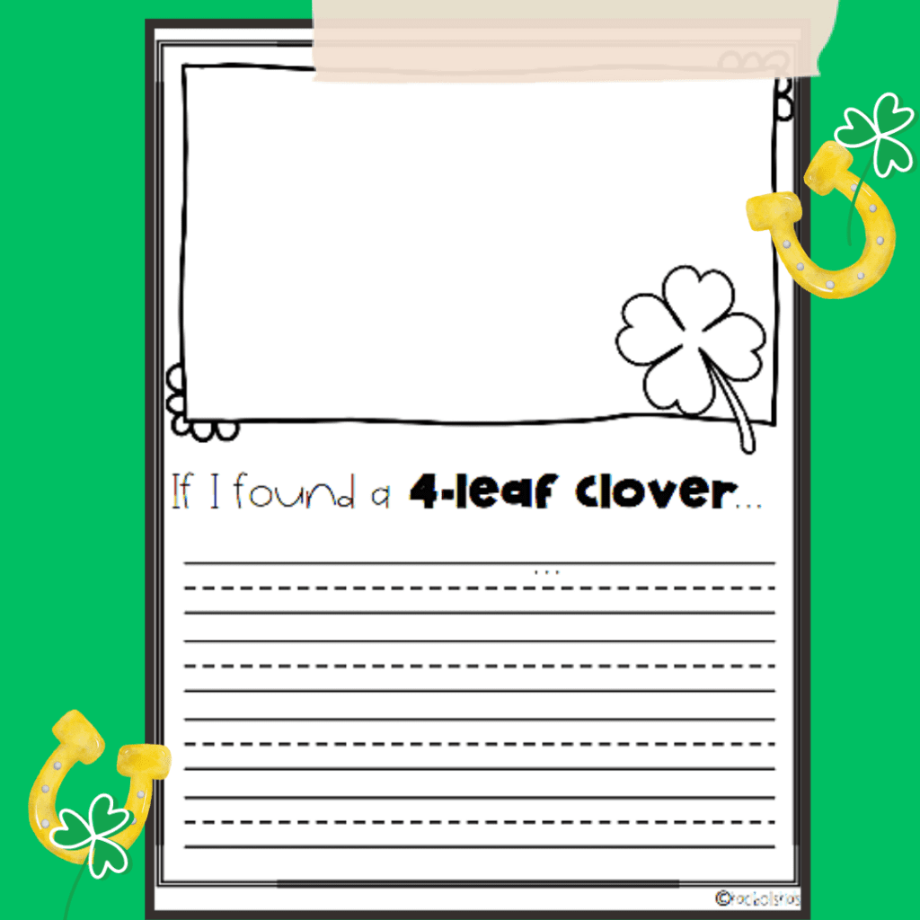 kindergarten-writing-prompts-for-march 4-leaf clover writing paper