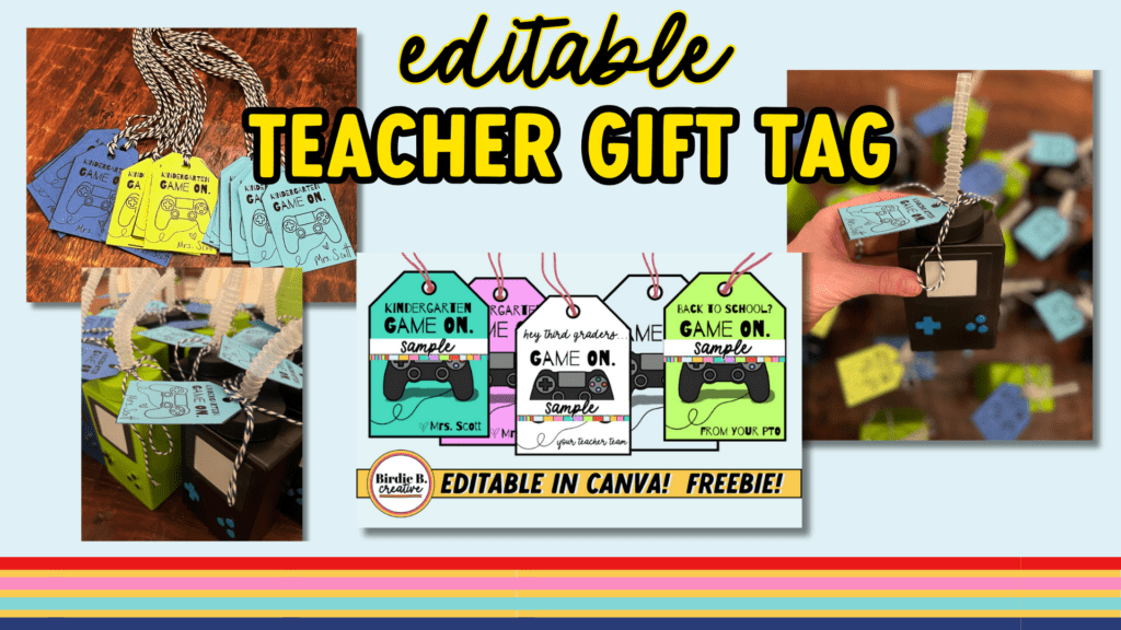 teacher-gift-tag samples tied onto video game cups