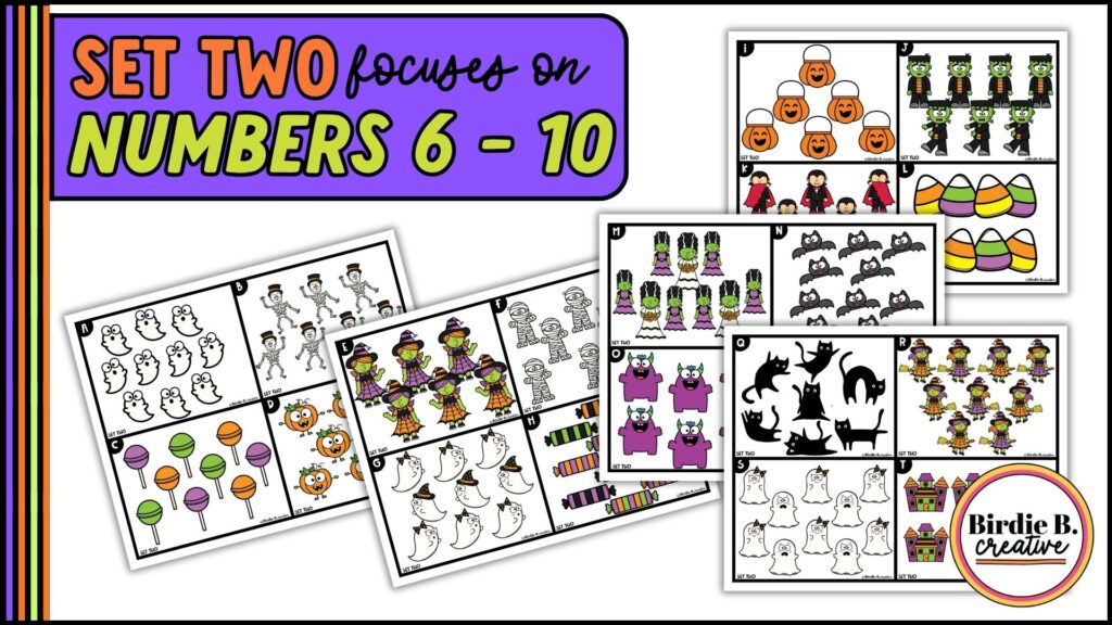 write-the-room halloween math for kindergarten informative slide:  shows set 2
