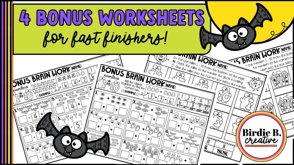 Informative slide:  4 bonus halloween math pages 
